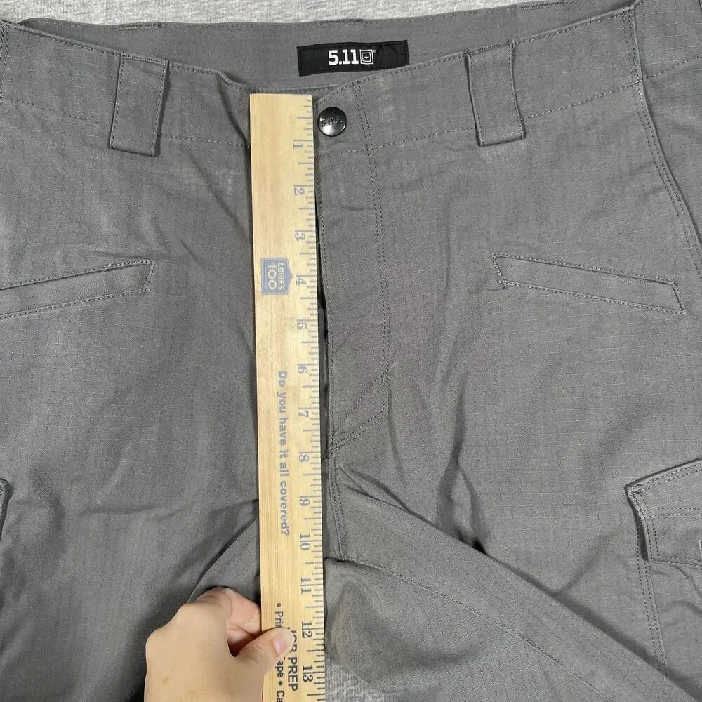 5.11 Tactical Cargo Shorts Mens 34 Gray Polyester Cotton Canvas Pockets 10in
